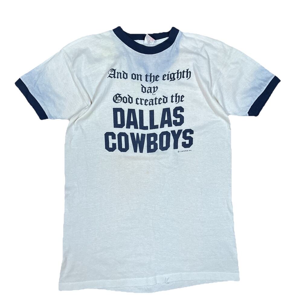 Vintage 70s Dallas Cowboys Ringer T-Shirt Small Fit God Created - Football NFL